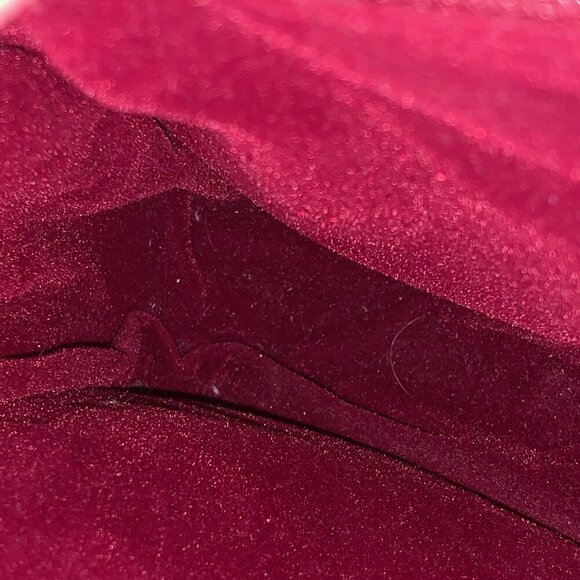 Eel Skin Handbag Rectangular Clutch Crossbody Dark Cherry w/Chain-link Strap - Picture 9 of 16